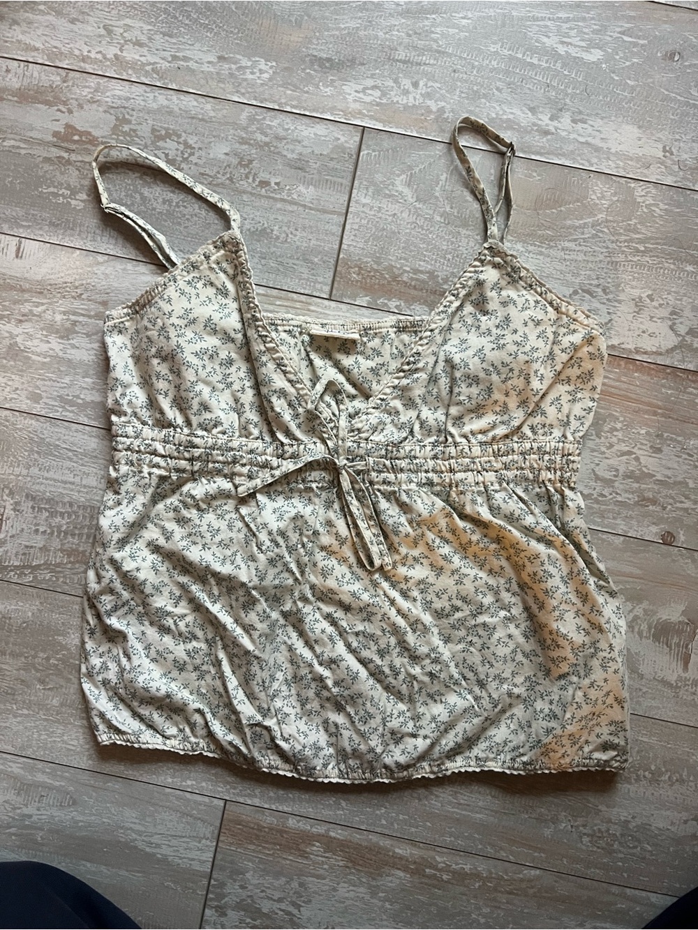 Cream Floral Tie-Front Cami